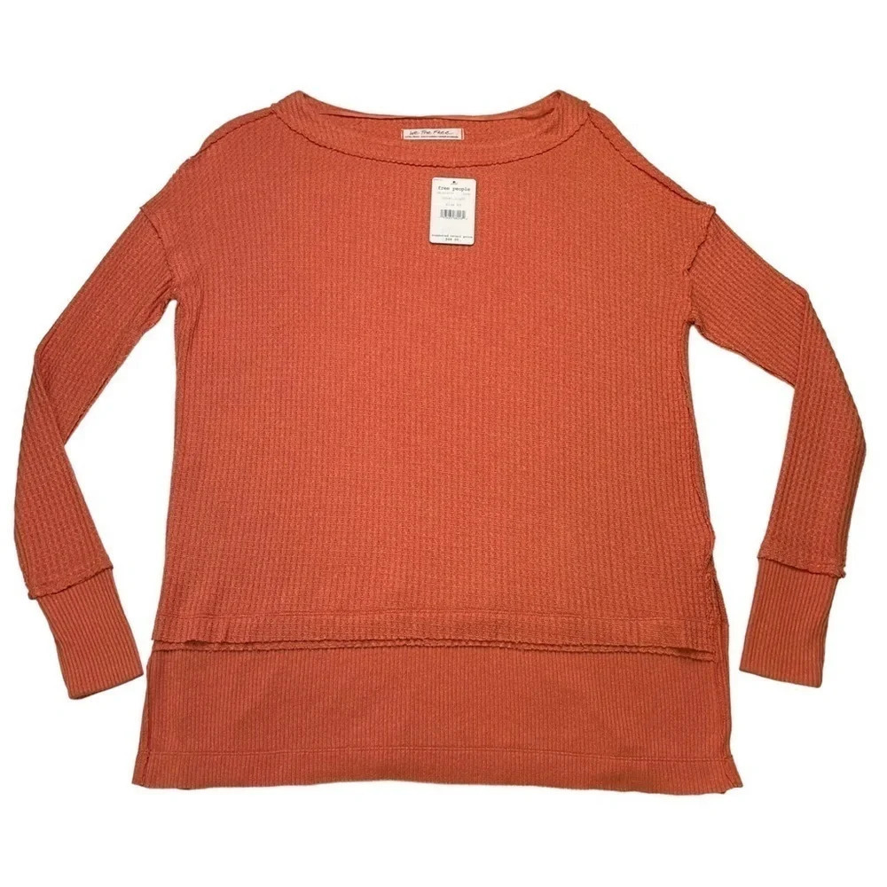 Free People We The Free Coral Light North Slope Thermal Scoop Neck Tunic Size XS - Picture 2 of 12